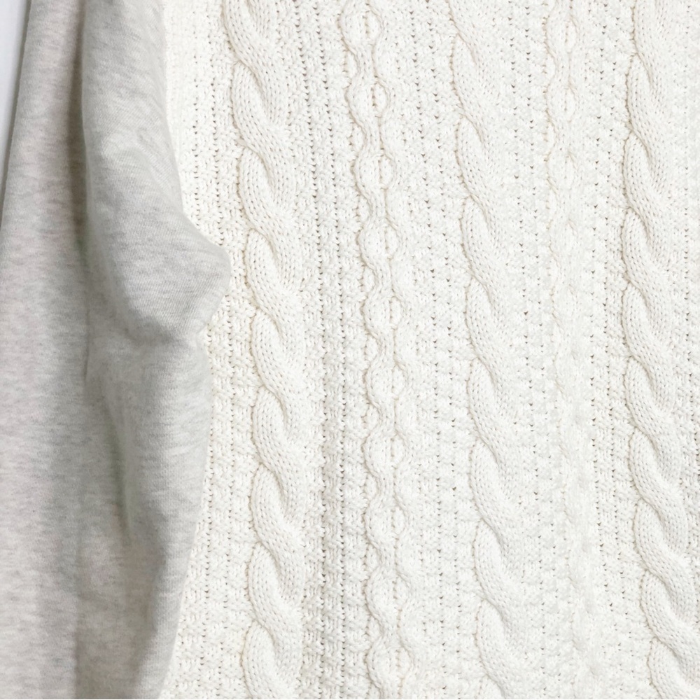 Athleta cream, mixed media cableknit, sweater sweatshirt￼ - Picture 3 of 12